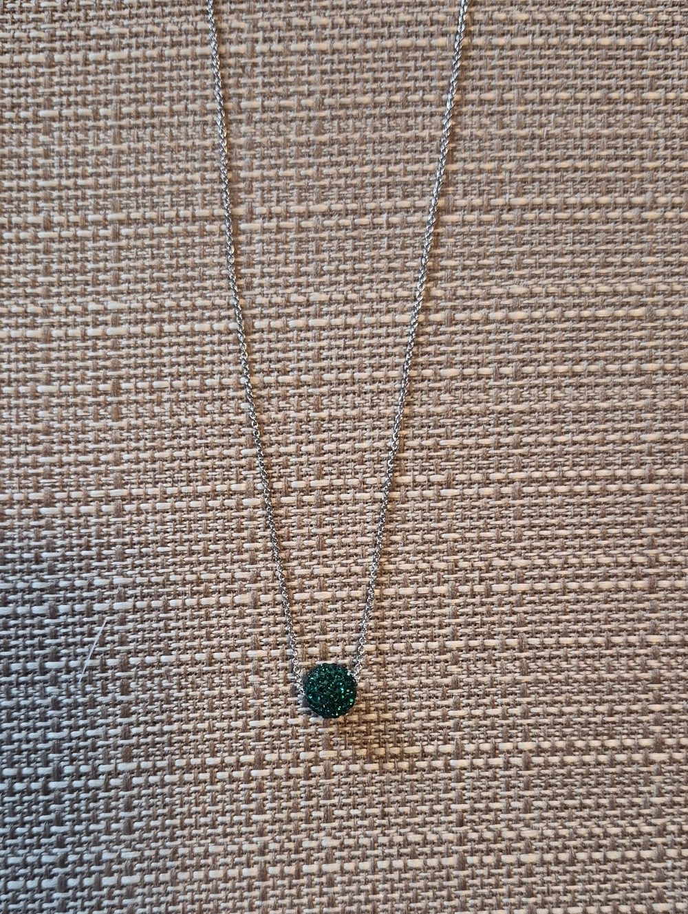 Touchstone Crystal Silver Necklace with Green Druzy Pendant
